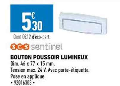 Promo Bouton Poussoir Lumineux Scs Sentinel Chez Brico Cash ICatalogue Fr