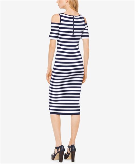 Michael Kors Striped Cold Shoulder Midi Dress Macys