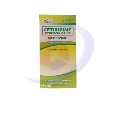 Cetirizine Hydrochloride Medrizine 5mg5ml Syrup 60ml Bambang