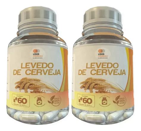 Levedo De Cerveja 60 Cápsulas 400mg Kit 2 Potes Parcelamento