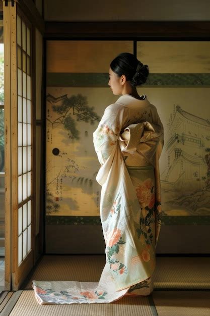 Premium Photo A Beautiful Young Woman In A Kimono Practicing