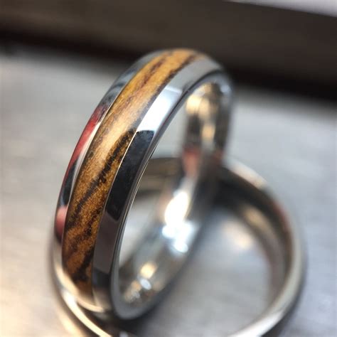 Handmade Mens Ring Wood Inlay Wedding Band Custom T For Etsy