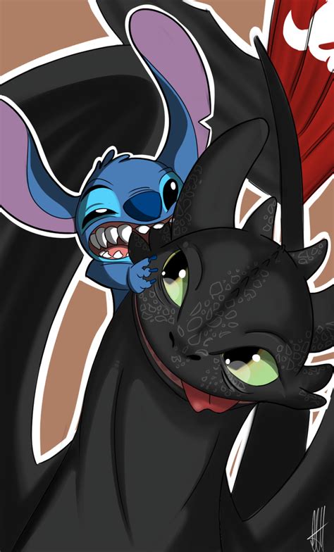 Stitch And Toothless By Bigstrokeofthebrush On Deviantart