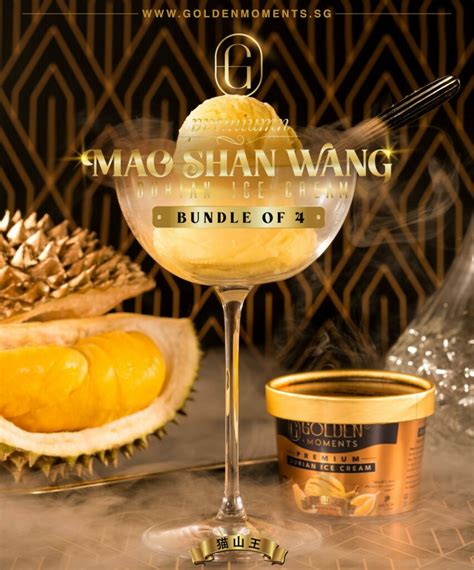 Premium Mao Shan Wang Durian Ice Cream Bundle Of 4 Golden Moments