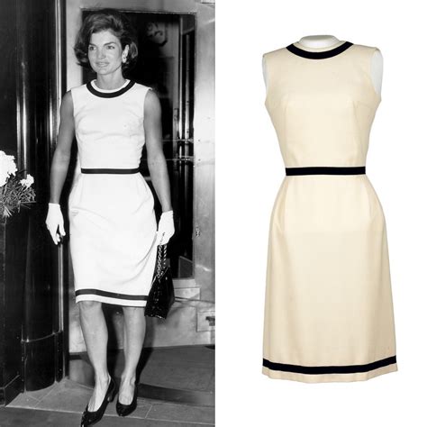 Jackie Kennedy Wears A Black And White Wool Sleeveless Dress Purchased