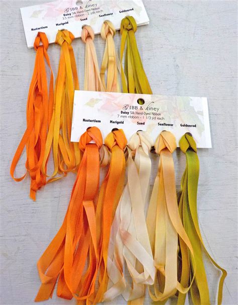 Daisy Ribbon Set Gibb Hiney Hand Dyed Silk Ribbon 5 Colors 2 Widths