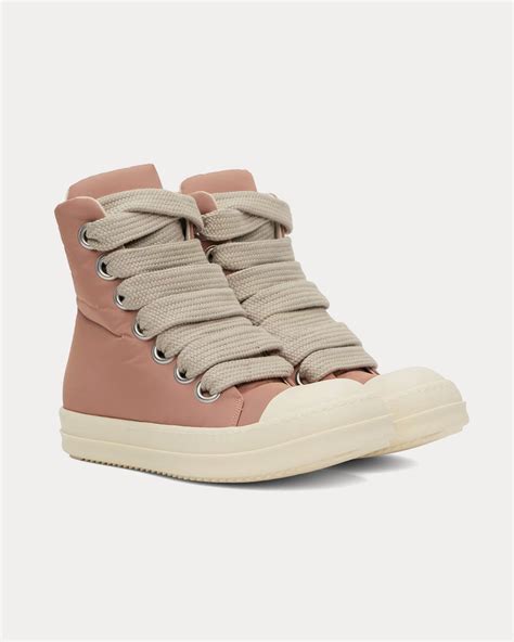 Rick Owens Drkshdw Jumbo Lace Puffer Dark Pink Pearl Milk High Top Sneakers Sneak In Peace