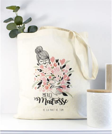 Tote Bag Maitresse Bouquet De Fleurs Personnalisable