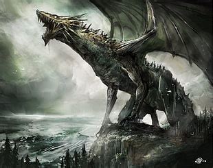 Dragon And Warriors Illustration Artwork Dragon Fantasy Art HD