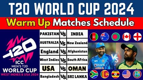 Icc T20 World Cup 2024 Warm Up Matches Schedule Total 15 Matches Warm