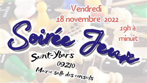 Soirée Jeux Le Vendredi 18 Novembre 2022 à La Salle Des Conseils De La