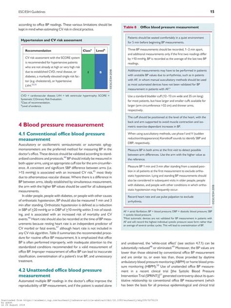 2018 Esc Esh Guidelines For The Management Of Arterial Hypertension Pdf