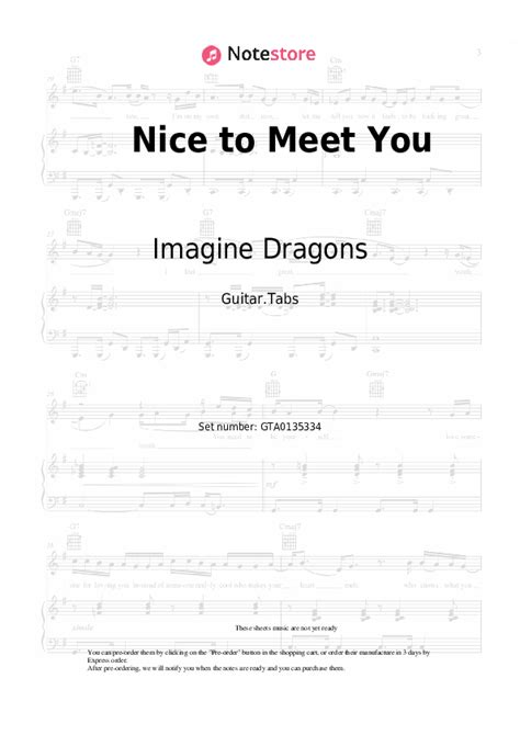 Nice To Meet You Tabs Guitar Imagine Dragons In Note Store Guitar