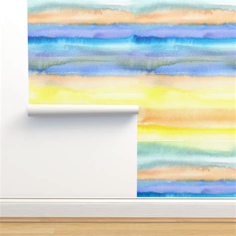 Ombre Watercolor Abstract Sunrise Wallpaper Spoonflower