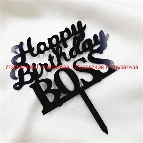 Black 12 Pcs Happy Birthday Boss Cake Topper, Packaging Type: Packet at ...