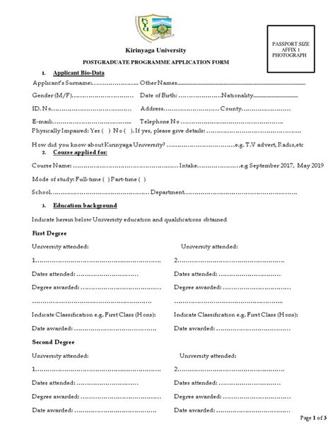 Postgraduate Programme Application Form Pdf