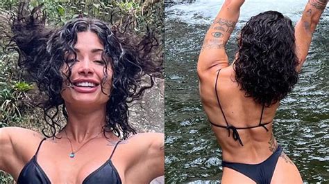 Aline Campos faz biquíni atolar em bumbum redondinho e atiça fãs