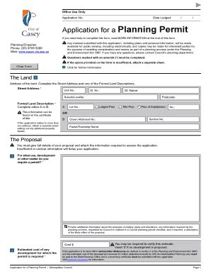 Fillable Online Casey Vic Gov Application For A Planning Permit Casey