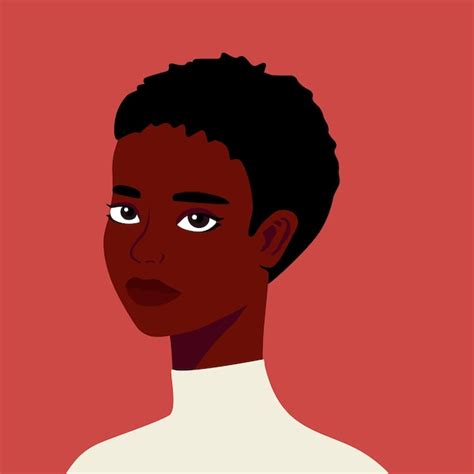 Retrato De Una Hermosa Mujer Africana De Media Vuelta Vector Premium