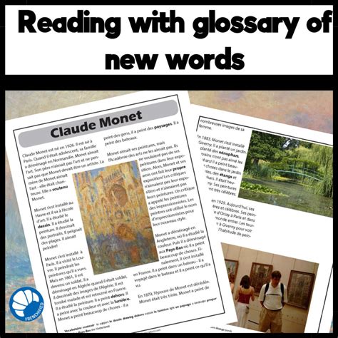 Claude Monet French Reading Activitiy