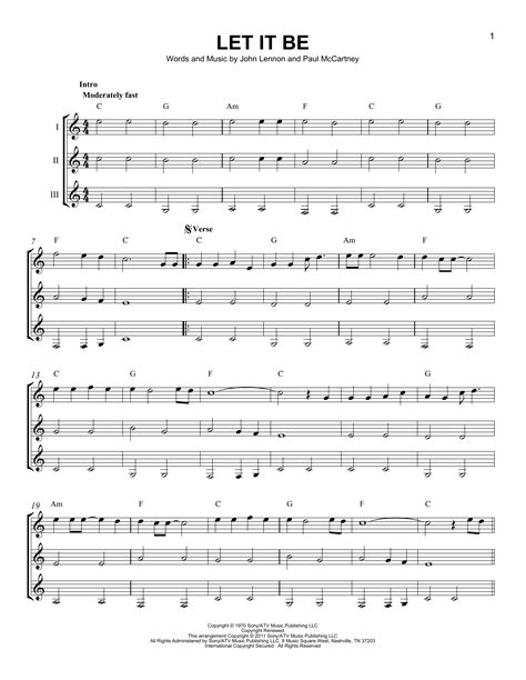 Let It Be By The Beatles Sheet Music For Guitar Ensemble At Sheet Music