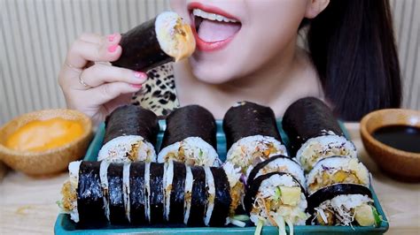 Asmr Kimbap Eating Sounds No Talking Linh Asmr Youtube