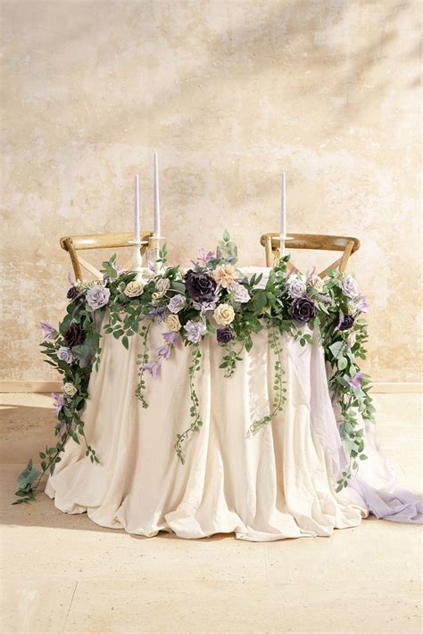 9ft Head Table Flower Garland In French Lavender Plum In 2024