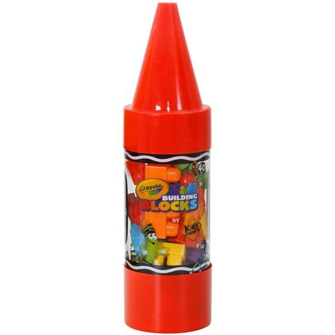 Kids At Work 22 Giant Crayon Tube With 40 Building Blocks Red