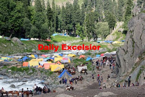 Amarnath Pilgrims On Their Way From Chandanwari Pahalgam Base Camp To