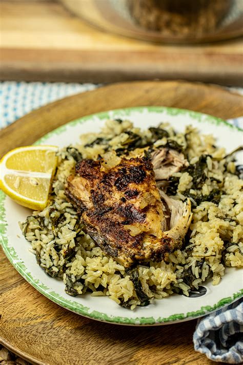 Delicious Greek Lemony Chicken With Spinach Pilaf Dimitras Dishes