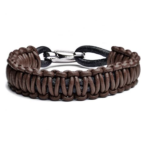 Brown Braided Leather Bracelet Michael Sousa Jewellery