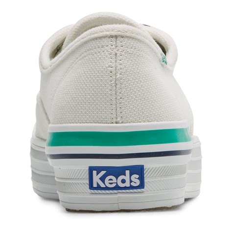 Womens The Platform Pique Stripe Canvas Sneaker Whitegreen Wf67192 Keds Philippines