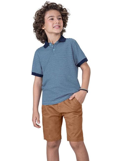 Conjunto Infantil Polo Bermuda Azul Trick Nick