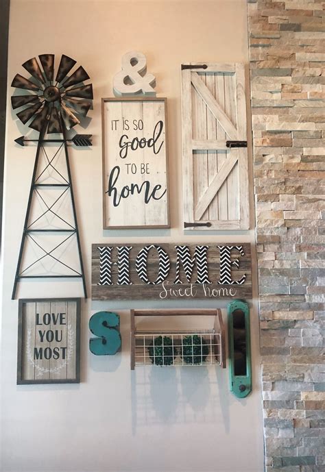 Farmhouse Style Gallery Wall Windmill And Barn Door Wall Decor