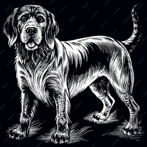 Premium Vector Bloodhound Dog Hand Drawn Engraved Ink Line Art Sketch