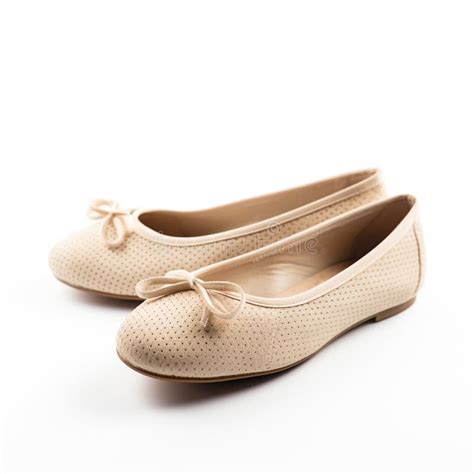 Beige Ballet Flats On White Stock Illustration Illustration Of