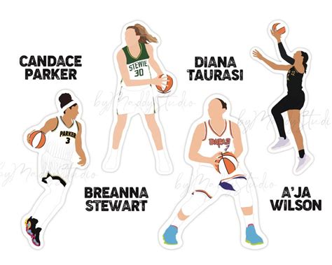 WNBA Player Stickers, Aja Wilson, Breanna Stewart, Candace Parker ...