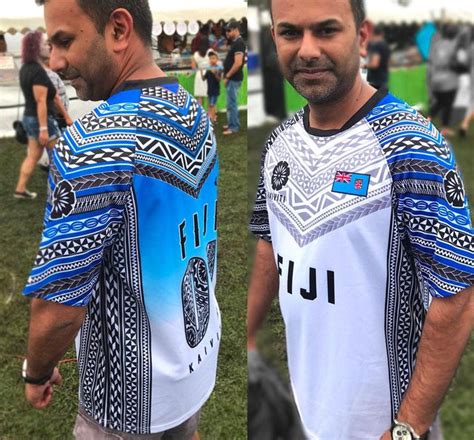 Fiijan Rugby Jersy Heritage White Blue Jandal Broz