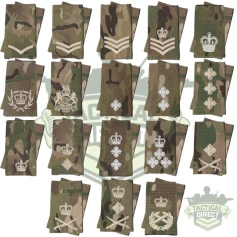 Pair Of Mtp Camo Rank Slides Epaulettes Ivory Thread British Army All Ranks Ebay