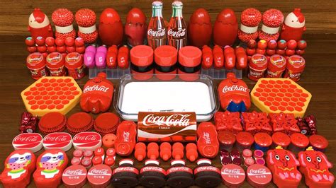 RED COCA COLA Mixing Random Things Into GLOSSY Slime Satisfying