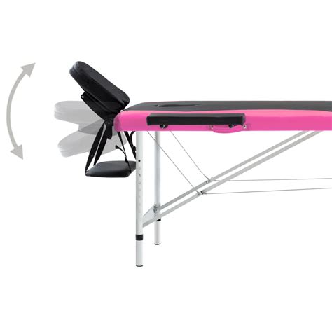 Vidaxl Table De Massage Pliable 2 Zones Aluminium Noir Et Rose Vidaxl Fr