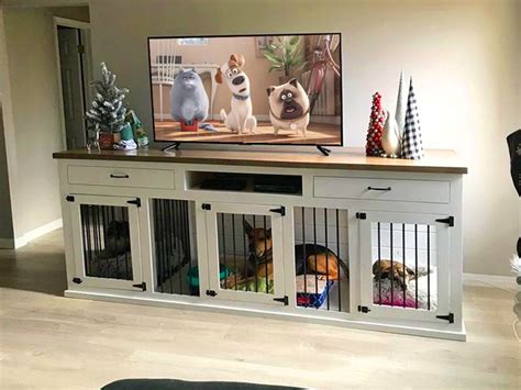 Diy Plans For Triple Dog Kennel Tv Stand Extra Large Wooden Etsy In