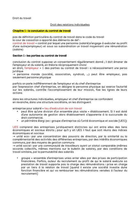 Relations Individuelles Droit Des Relations Individuelles Chapitre 1