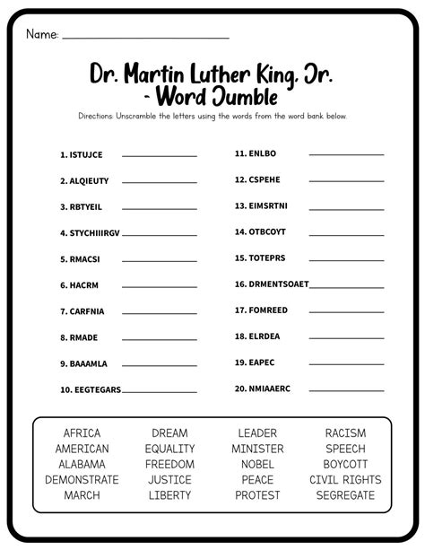 Martin Luther King Printables