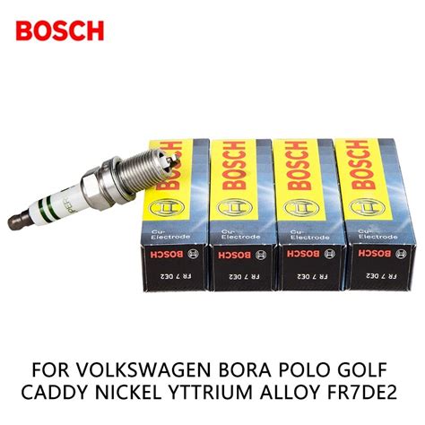 4piecesset Bosch Car Spark Plug For Volkswagen Bora Polo Golf Caddy Nickel Yttrium Alloy Fr7de2