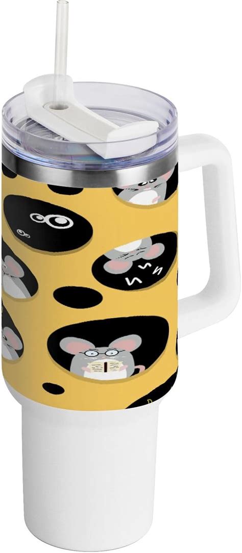 Skysonic 40oz Cute Rat Tumbler With Lid And Straw Travel Coffee Mug