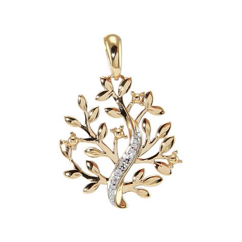 Pendentif Arbre De Vie En Or Jaune 750 Et Diamants Ref 49427