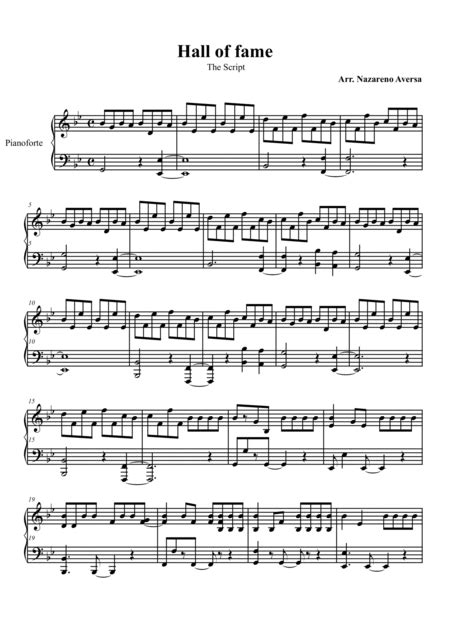 Hall Of Fame Arr Nazareno Aversa Sheet Music The Script Feat Will