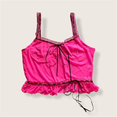 Yesstyle Lace Ruffle Trim Hot Pink Lingerie Mesh Depop