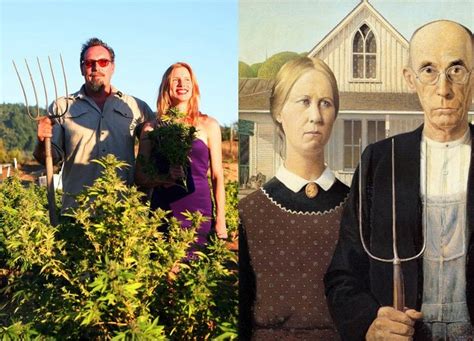 Classic Farmers With Pitchfork American Gothic Getty Museum Famous